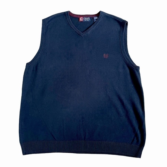 𝅺Chaps Navy Blue V-Neck Sweater Vest in Size Large - Picture 2 of 13